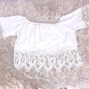 Off the shoulder white top